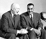 Eisenhower meeting with Egyptian President Gamal Abdel Nasser during Nasser's visit to the United Nations in New York, September 1960