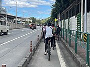 Physically-separated Class II bicycle lane along EDSA in Quezon City