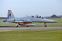 A Bahraini Air Force F-5F on the taxiway at RAF Alconbury