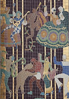 Detalhe da fachada de mosaico do Teatro Paramount (Oakland, Califórnia) (1931)