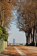 Saint-Cloud Garden with a view of the Montparnasse Tower, France