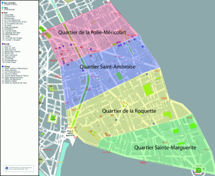 Quartiers of the 11th arrondisement