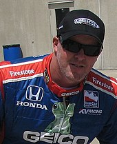 Paul Tracy (pictured in 2009) took his first pole position for three years with a new track record of the Brands Hatch Indy Circuit. Paul Tracy 2009 Indy 500 Second Qual Day.JPG