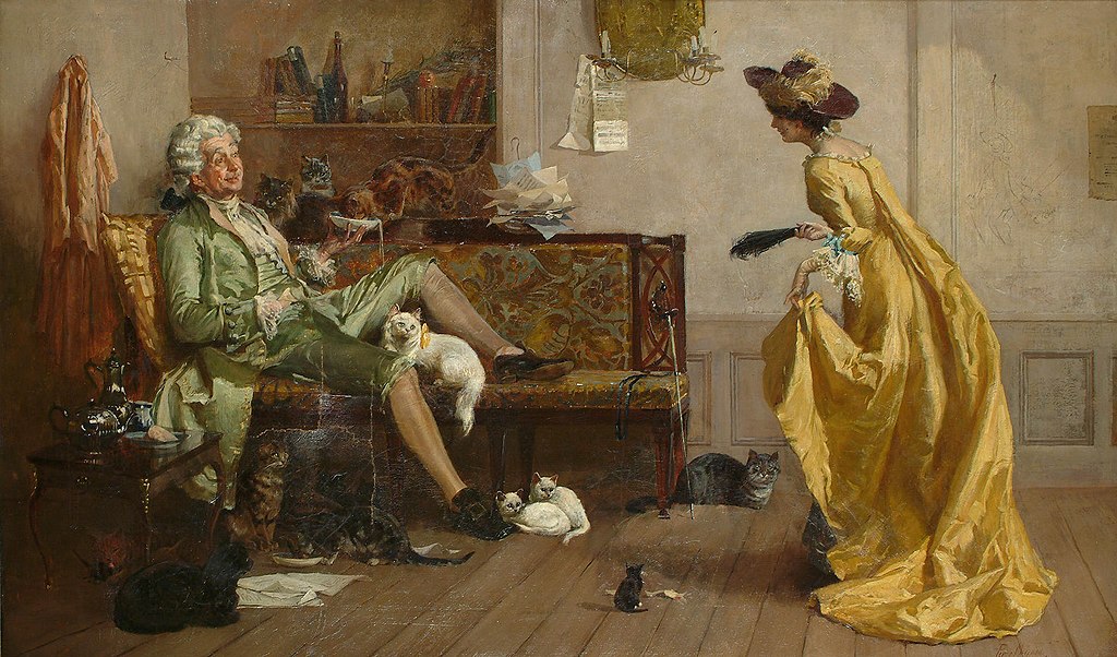 Percy Thomas MacQuoid Peg Woffington visiting an eccentric cat lover