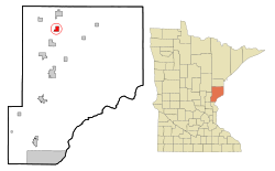 Location of the city of Willow River within Pine County, Minnesota