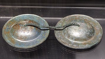 Pair of 1st century AD bronze cymbals from Pompeii, preserved at the National Archaeological Museum, Naples