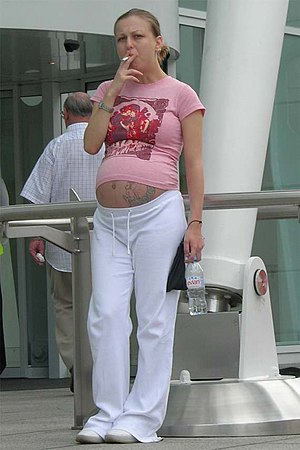 Pregnant woman smoking outside a London hospital.jpg