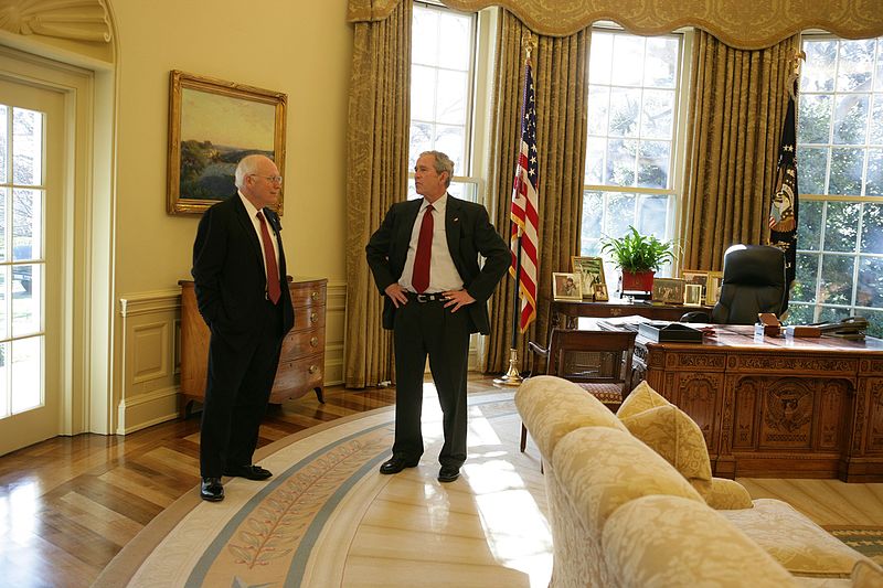 File:President Bush and Vice President Cheney in the Oval Office (18413534799).jpg