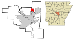 Lokasi di Pulaski County dan negara bagian Arkansas