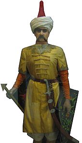 Mannequin of a Safavid Qizilbash soldier, showing characteristic red cap (Sa'dabad Palace, Teheran) Qezelbash.JPG