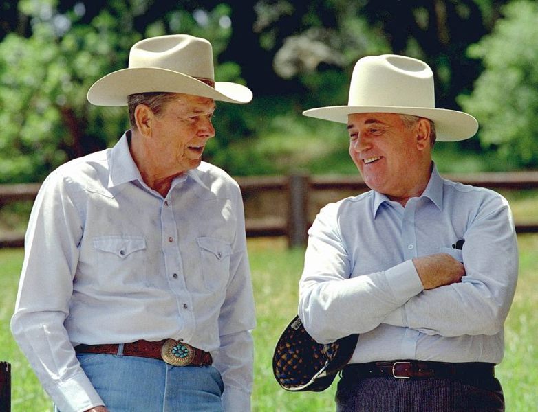 File:Reagan and Gorbachev in western hats 1992.jpg