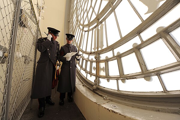 The interior of the clock face