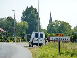 Rebecques (Pas-de-Calais, Fr) city limit sign.JPG