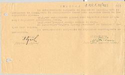 Decision about the proclamation of the Macedonian as an official language on 2 August 1944. Reseniie na asnom za jazik.jpg
