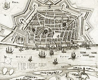 The original boundaries of the Old Riga in 1637
