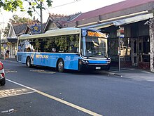 Ryans buses at Moonee Ponds railway station in 2022 Ryan Bus Service BS05TF November 2022.jpg