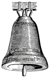 A church bell from Saleby, Vastergotland, Sweden, containing a runic inscription from 1228 Saleby kyrkklocka, Vastergotland.png