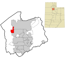 Salt Lake County Utah incorporated and unincorporated areas Magna highlighted.svg