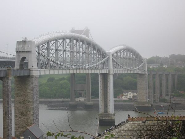 The Royal Albert Bridge that carries the route of the Cornwall Railway across the River Tamar