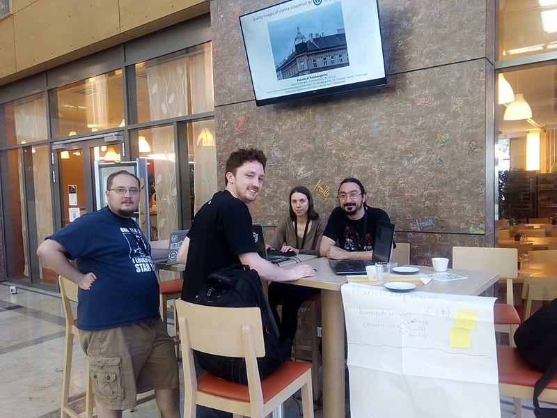 File:Sam, Max, Marios and Dafna @ WM Hackathon 2017 a.jpg