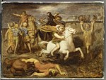 Scéna z galských válek - Galie Littavicus, Zrada římské příčiny, prchá do Gergovie, aby podpořila Vercingétorix MET EP1437.jpg