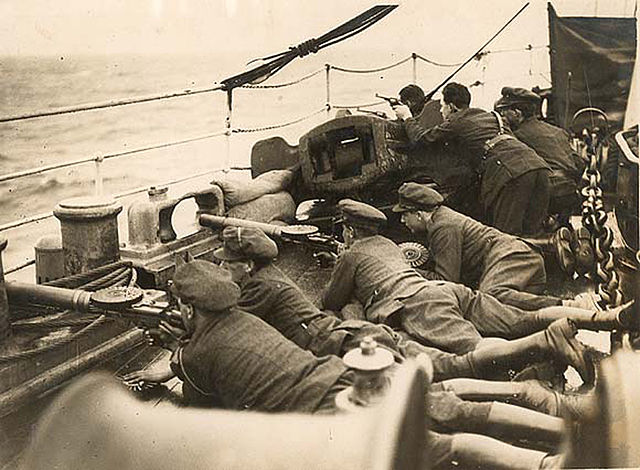 National Army soldiers aboard a ship during the Civil War