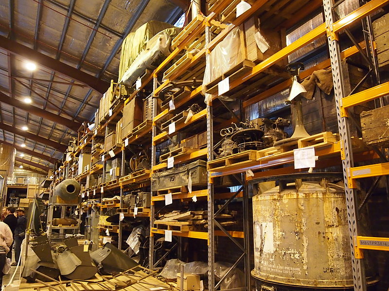 File:Shelves of military equipment at the Treloar Technology Centre in September 2012.JPG