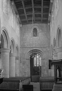 View from the nave towards the tower, in 1929 Sherburn-in-Elmet - KMB - 16001000127844.jpg