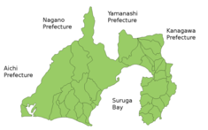 Karta över Shizuoka Prefecture