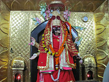 The Murti of Maa kali at the Shri Kali Devi Temple, Patiala. The temple was commissioned by the Sikh ruler of Patiala, Maharaja Bhupinder Singh in 1936.