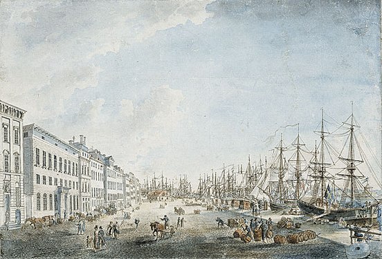 Skeppsbron mod nord 1790'erne Ætsning af Johan Petter Cumelin