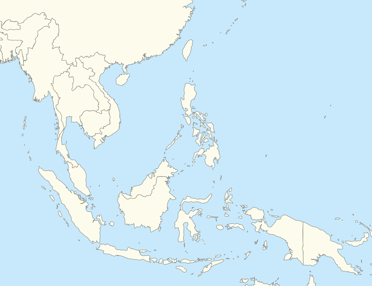 Location map of oceans, seas, major gulfs and straits in Southeast Asia