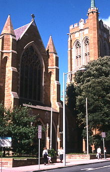 St David's Cathedral is the principal Anglican church in Tasmania, and of the Anglican Diocese of Tasmania St David's Cathedral, Hobart, Tasmania - Wiki0120.jpg
