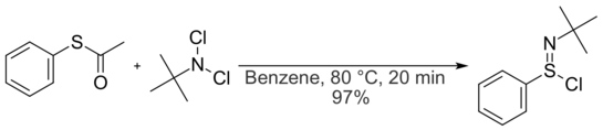 N-tert-Butylbenzenesulfinimidoyl chloride can be synthesized from phenyl thioacetate and N-tert-butyl-N,N-dichloroamine in benzene.