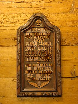 Szałsza, kościół Narodzenia NMP, tablica pamiątkowa ku czci poległych w I w.ś..JPG