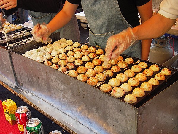 Cooking takoyaki