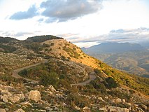 The mountain road to Tempa del Prato mountain, above Ottati