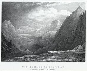 The summit of Snowdon, from the Llanberis ascent