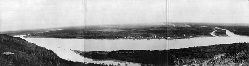 File:Three-part of town of Nenana seen from opposite riverbank, showing confluence of Nenana and Tanana Rivers and Indian mission (AL+CA 6025).jpg