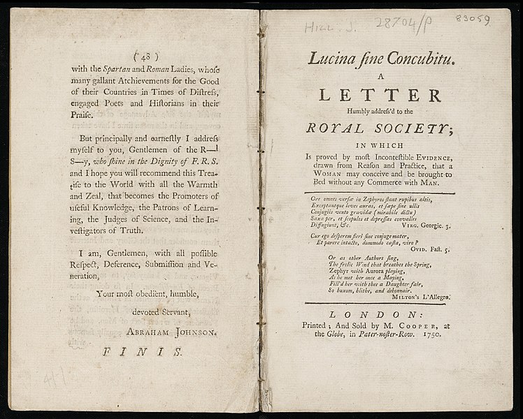 File:Title and back page of Lucina sine concubitu Wellcome L0034584.jpg