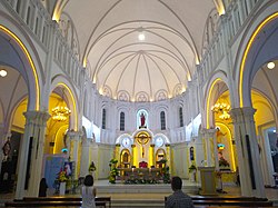 Cho Quan Church in Saigon. Neon lighting is today common in many churches for decoration. Tong quan Cung thanh Nha Tho Cho Quan.jpg