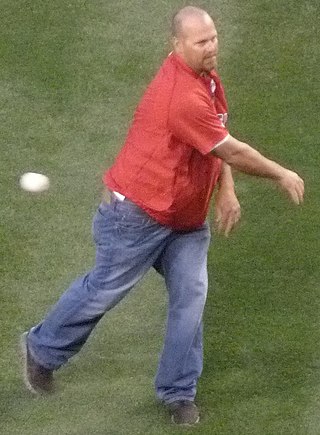 Percival throwing out the ceremonial first pitch before an Angels game in 2012