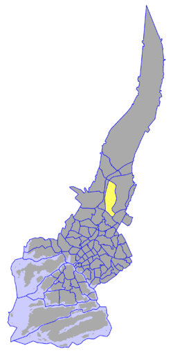Kaupungin kartta, jossa Saramäki korostettuna. Turun kaupunginosat