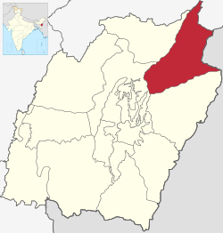 Locatie van het Ukhrul-district in Manipur