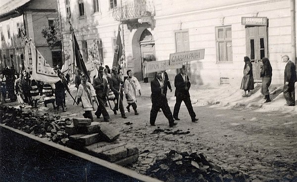 Ukrainian nationalists demonstrate against the Soviet Union and for an independent Ukraine in 1941