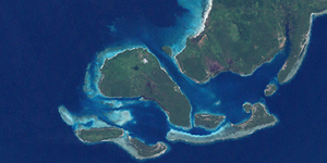 NASA satellite image of Ulu (center, left).