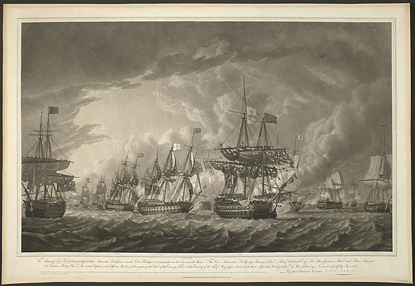 A view of the British fleet, in action with the French on 29 May 1794