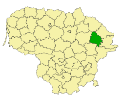烏田納區在立陶宛的位置