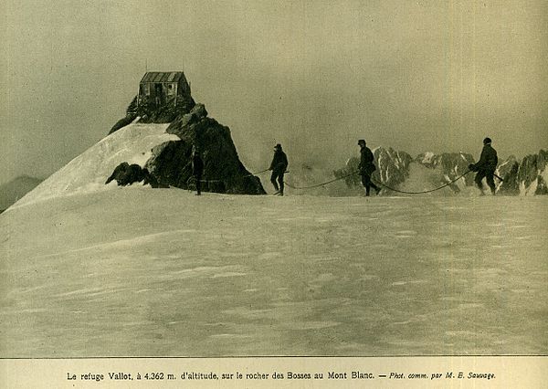 The original Vallot refuge (now rebuilt) near Mont Blanc summit, at an altitude of 4,362 m