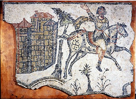Vandal cavalryman, c. AD 500, from a mosaic pavement at Bordj Djedid near Carthage.jpg
